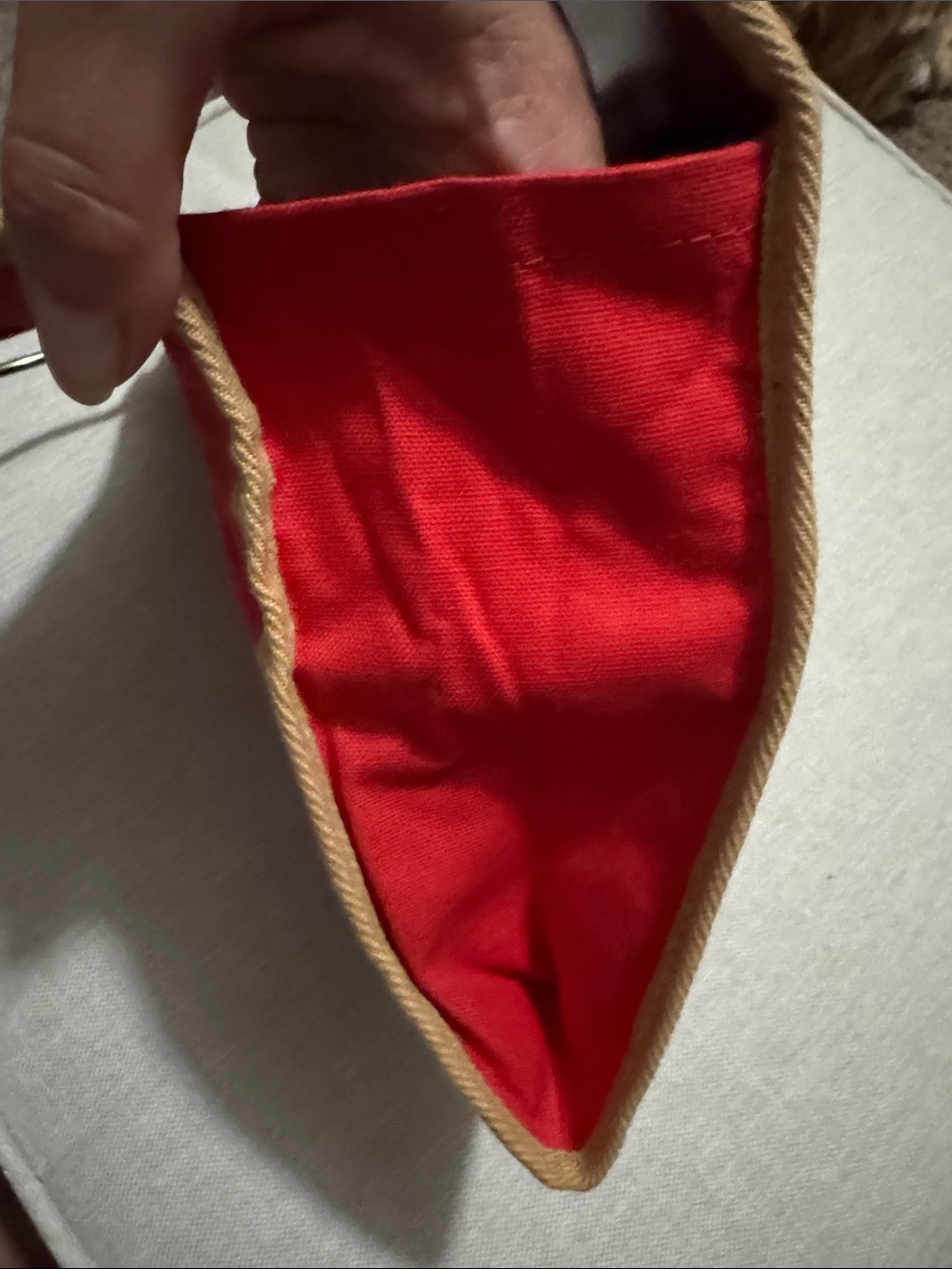 Vintage Envelope Style Clutch/Handbag-Red Cloth-Gold Tone Handles-Fold Over/Snap - Picture 15 of 17